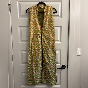 Anthropologie Tunic Top Blouse Shirt Vest India Pattern Cherry Red Dina Designs